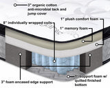 Organic 13in medium plush memory foam knife edge pillow-top pocketed coil mattress